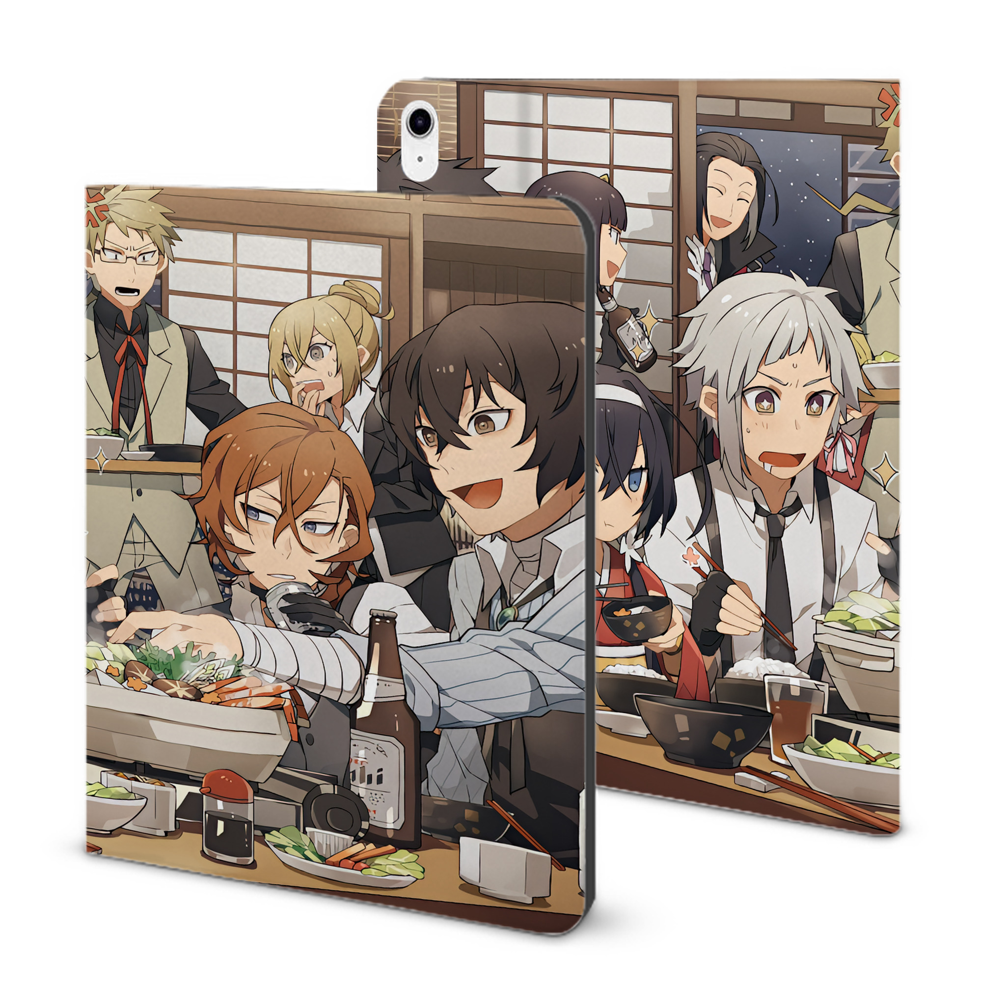 （画像用） 文豪ストレイドッグス Bungo Stray Dogs IPad ケース ブック型 PUレザー TPU 耐衝撃 軽量 薄型 ペン収納なし 全面保護 IPad 各モデル対応